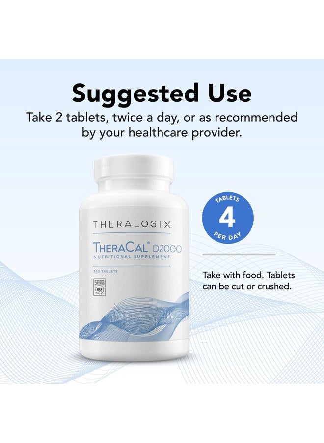 Theralogix ثيرا كال D2000 - مكمل دعم صحة العظام مع الكالسيوم والمغنيسيوم وفيتامين D3 وفيتامين K2 والبورون* - إمداد لمدة 90 يومًا - معتمد من NSF - 360 قرص - Image 3
