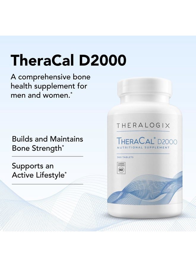 Theralogix ثيرا كال D2000 - مكمل دعم صحة العظام مع الكالسيوم والمغنيسيوم وفيتامين D3 وفيتامين K2 والبورون* - إمداد لمدة 90 يومًا - معتمد من NSF - 360 قرص - Image 4