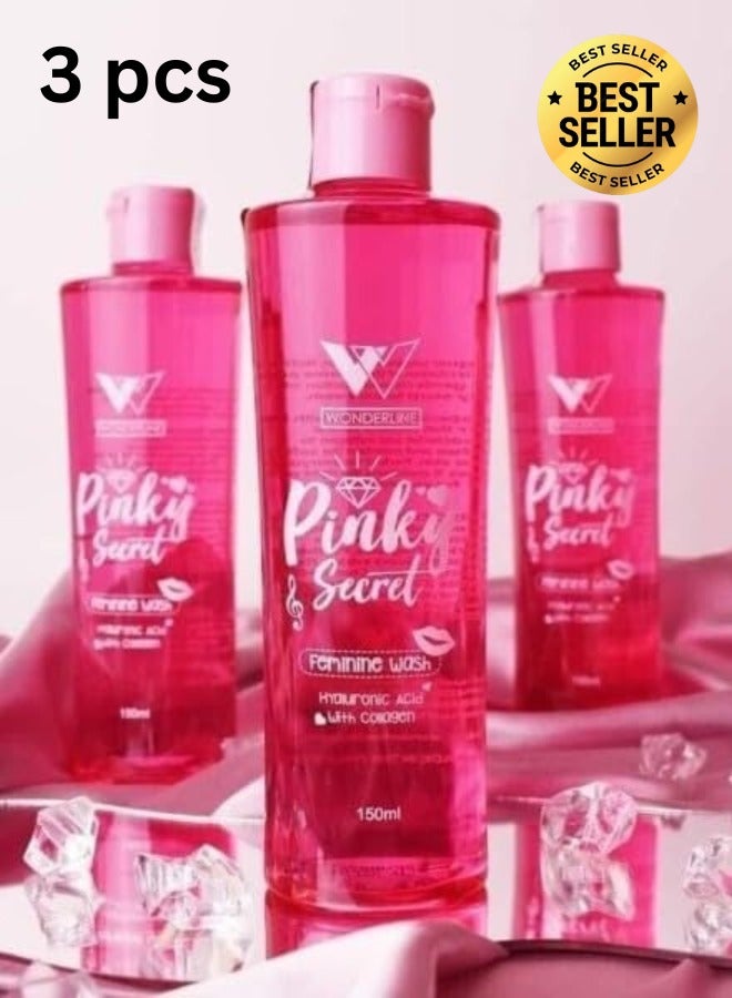 WONDERLINE 3 Pieces of Wonderline Pinky Secret Feminine Wash 150ml Gentle Intimate Cleanser for Women Soothing and pH Balanced Daily Use - Image 1