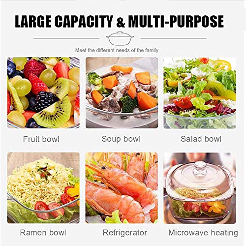 Mivana 1500 ML Glass Casserole Deep Round - Oven and Microwave Safe Serving Bowl with Glass Lid (3-pc, 1500ML) - Image 4