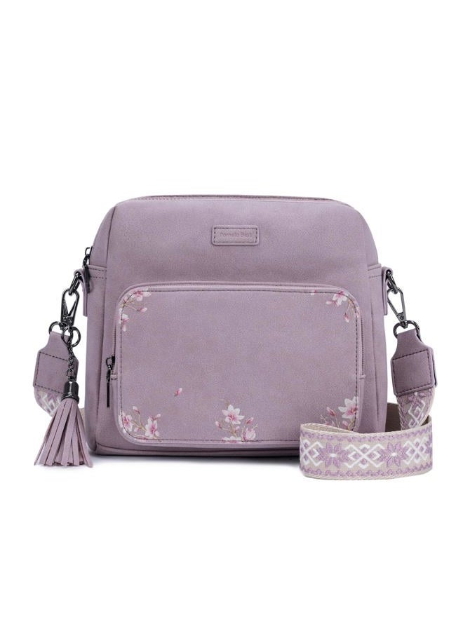 Pomelo Best Crossbody Purses for Women, Soft Leather Medium Cross Body Bags Woman, Shoulder Bag with Adjustable Strap Travel, Purple - Image 1