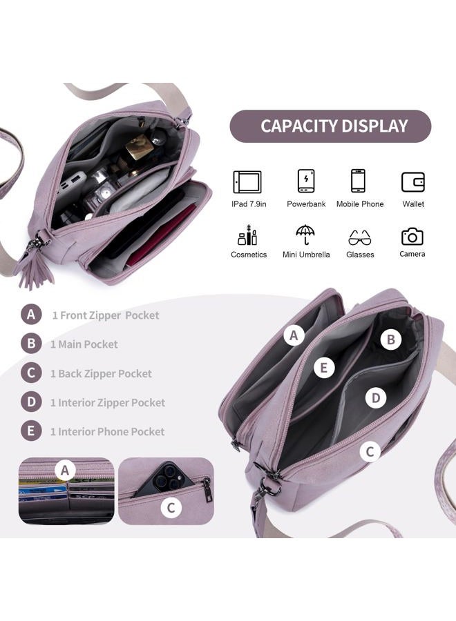 Pomelo Best Crossbody Purses for Women, Soft Leather Medium Cross Body Bags Woman, Shoulder Bag with Adjustable Strap Travel, Purple - Image 3