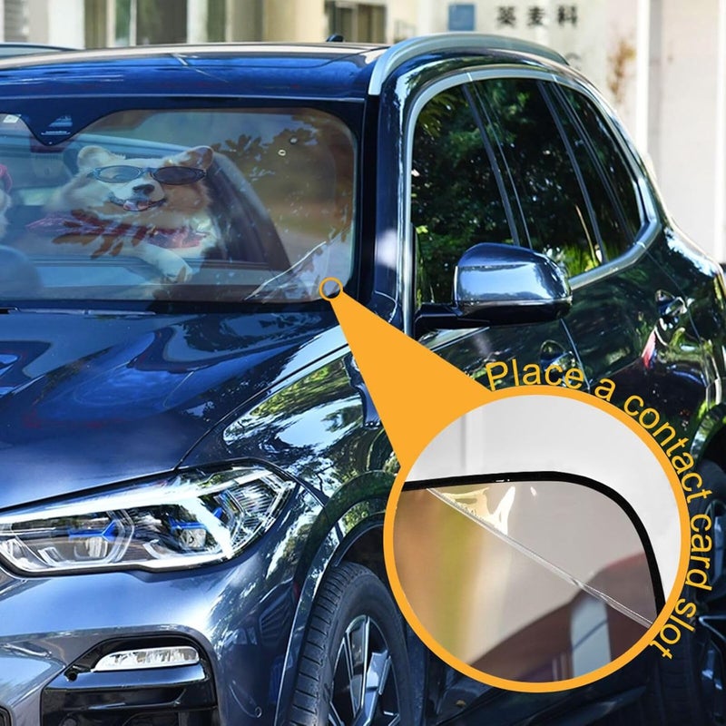Two Cool Corgi Dogs Car Windshield Sun Shade Foldable Sun Visor Automotive Sunshades for Car Truck SUV Blocks UV Rays Keep Your Vehicle Cool - Image 3