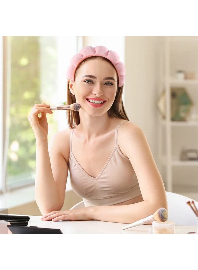 وسيكس عصابة رأس سبا إسفنجية للنساء، مجموعة عصابة رأس للمكياج وعصابة غسيل للمعصم، عصابة رأس وردية للعناية بالبشرة للوجه لغسل الوجه، هدايا عيد الأم للفتيات المراهقات، أشياء عصرية - Image 5