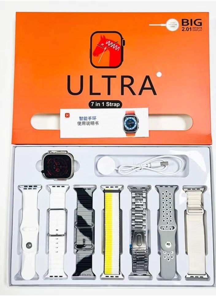 HW Smart Watch Ultra 7 in1 With Health Fitness Tracker Sport Watch 8 addition Replacement Band 49MM  - Image 1