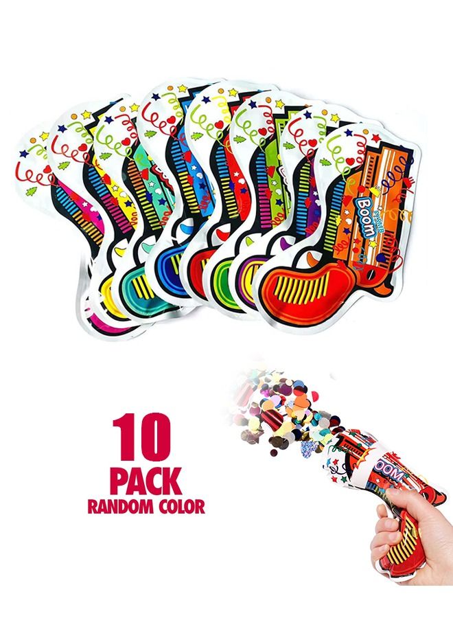 10 Pcs Handheld Self Inflating Fireworks Gun, Confetti Poppers Machine Balloon Ribbons Gun, Fireworks Cannon Safe Party Supplies(Colorful)  - Image 1