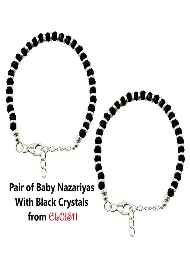 Eloish Sterling Silver Baby Nazariya With Black Crystals Bacha Nazariya Bacha Kada - Image 3