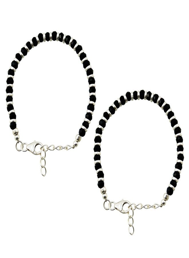 Eloish Sterling Silver Baby Nazariya With Black Crystals Bacha Nazariya Bacha Kada - Image 1