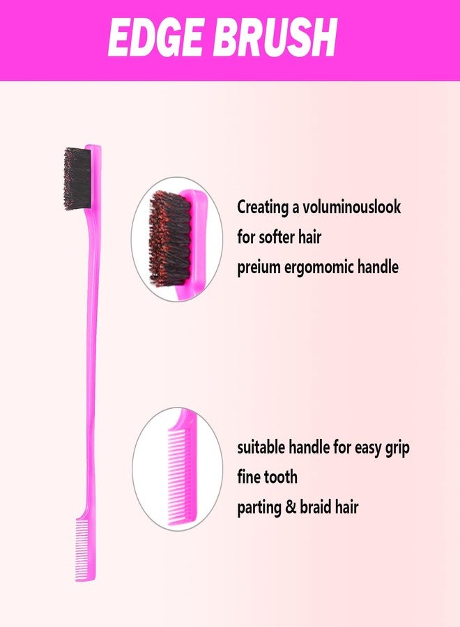 DAN Technology Hair Styling Set - 3 Pieces Teasing Comb, Rat Tail Comb, and Edge Brush for Slicking Baby Hair & Flyaways - Pink - Image 4