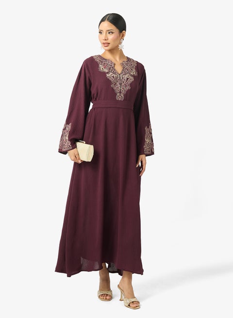 Embroidered Flared Sleeve Jalabiya
