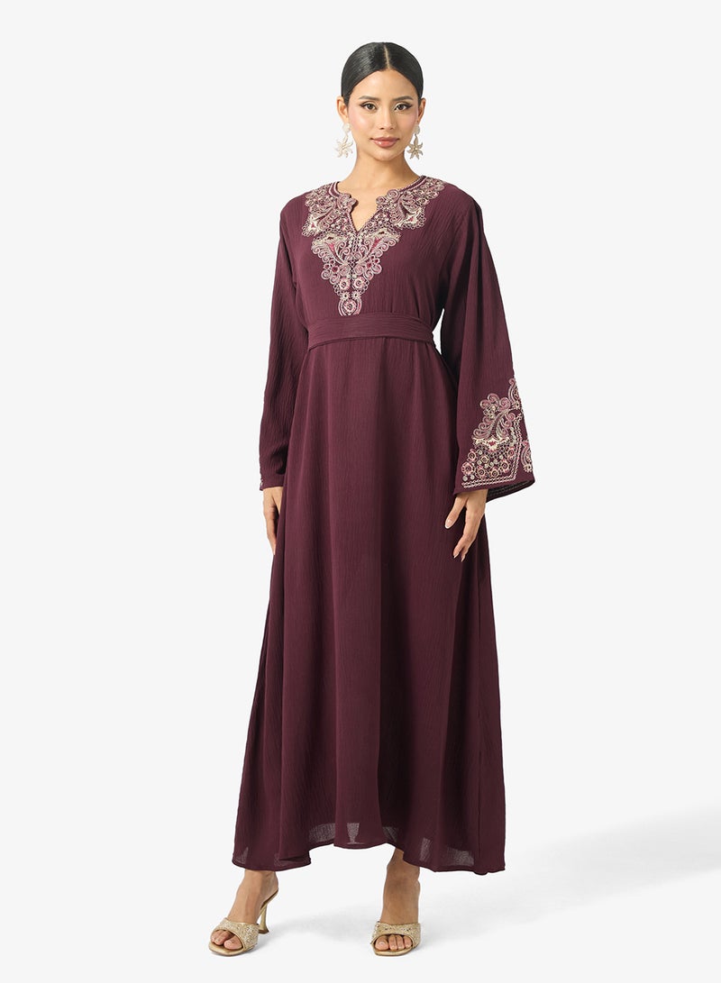 hayas closet Embroidered Flared Sleeve Jalabiya - Image 4