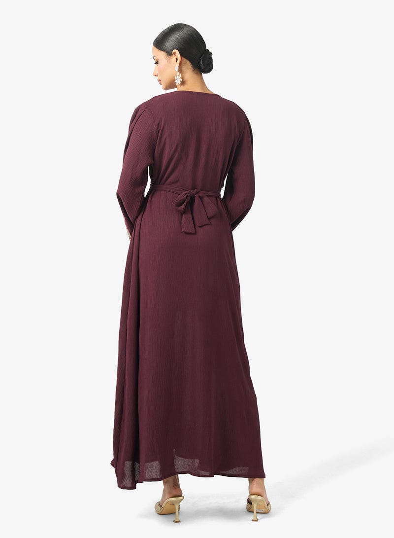 hayas closet Embroidered Flared Sleeve Jalabiya - Image 2