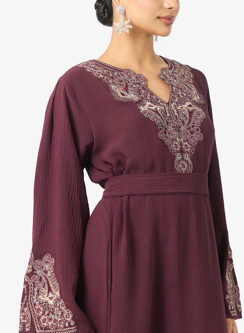 hayas closet Embroidered Flared Sleeve Jalabiya - Image 3