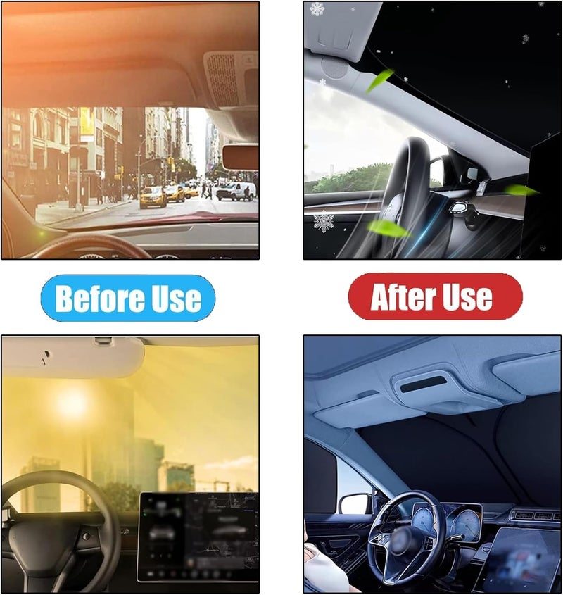 Duomama Thickened Auto Sunshade - Heat Shield Windshield Cover for Cars, Trucks, SUVs - Universal Fit, 57.08" x 31.5" - Image 3
