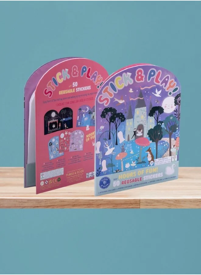 Floss & Rock Enchanted Stick & Play | Reusable Fairy Tale Sticker Activity Set for Kids 3+ | 50+ Magical Stickers & Fold-Out Play Scenes