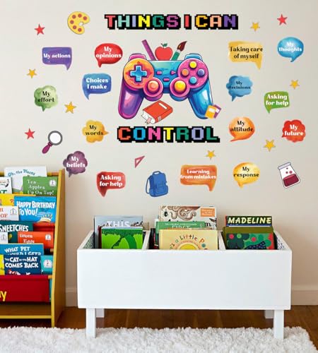 YIMEHDAN Things I Can Control Watercolor Game Wall Decal, Psychologically Inspirational Quote Vinyl Wall Sticker, Removable Gamer Self Affirmation Artwork for School Classroom Playroom Game Room Decor - Image 2