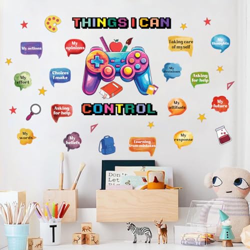 YIMEHDAN Things I Can Control Watercolor Game Wall Decal, Psychologically Inspirational Quote Vinyl Wall Sticker, Removable Gamer Self Affirmation Artwork for School Classroom Playroom Game Room Decor - Image 5