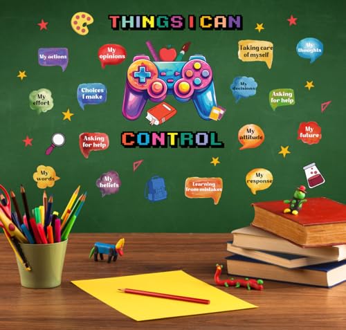YIMEHDAN Things I Can Control Watercolor Game Wall Decal, Psychologically Inspirational Quote Vinyl Wall Sticker, Removable Gamer Self Affirmation Artwork for School Classroom Playroom Game Room Decor - Image 4