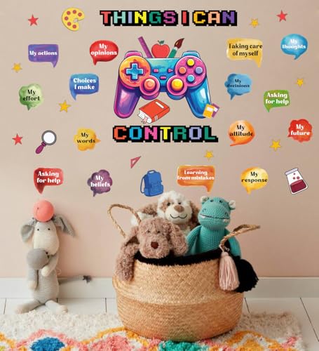 YIMEHDAN Things I Can Control Watercolor Game Wall Decal, Psychologically Inspirational Quote Vinyl Wall Sticker, Removable Gamer Self Affirmation Artwork for School Classroom Playroom Game Room Decor - Image 3