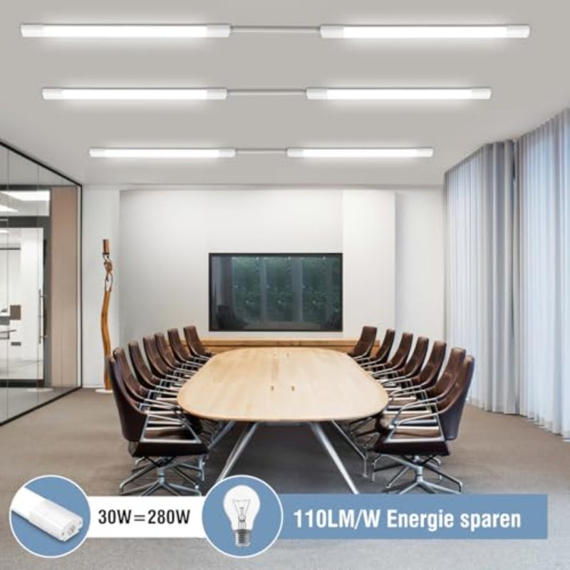 أنبوب LED 90 سم، 30 وات 3300 لومن LED أنبوب فلورسنت IP65 مقاوم للماء LED شريط عرض وحدة إضاءة LED مدمجة للمطبخ، المرآب، غرفة التخزين، الحمام، المكتب، طاولة العمل، أبيض محايد 4000 ك - Image 5