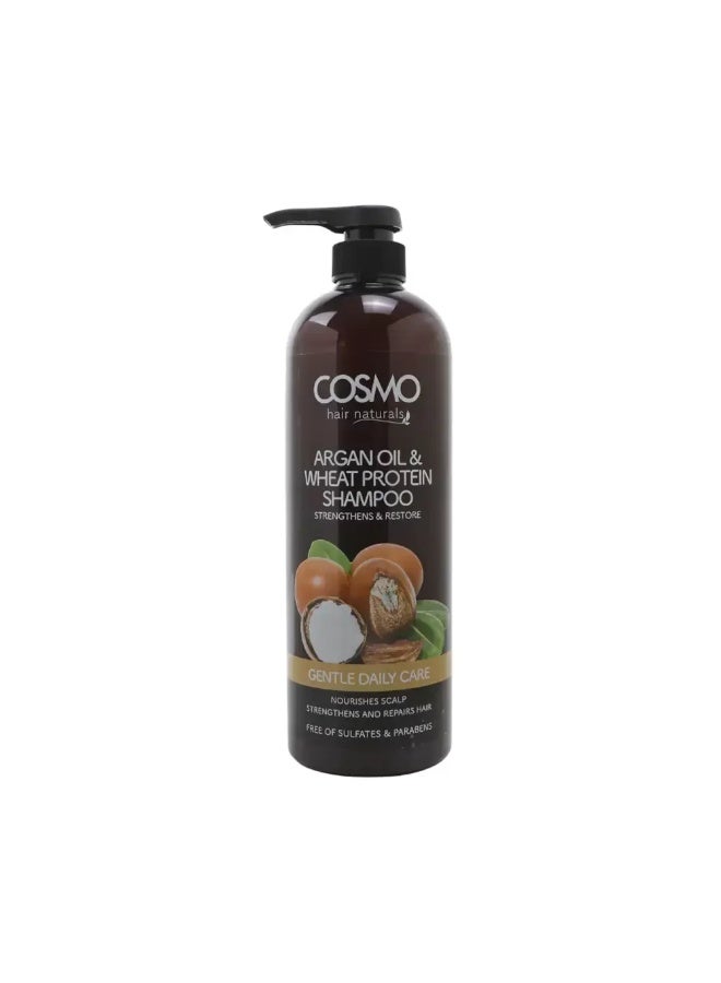 COSMO Cosmo Hair Naturals With Argan Oil And Wheat Protein Shampoo for strengthens and Restoring Hair- 1000ml - Image 1