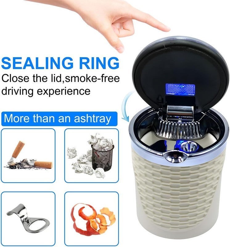 Multifunctional Car Ashtray with LED Light and Sealing Lid – Portable Cup Holder Ashtray, High Temperature Resistant Smokeless Car Ashtray with Removable Tray, Stylish Car Interior Ashtray for Car, Home and Outdoor Use - Image 2