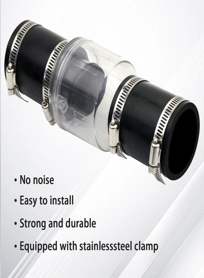 FBULWSEC Sump Pump Check Valve 1 1/2 inch, Silent Check Valve Spring-Loaded Flapper, Includes Steel Clamps Fit 1-1/2″ Pipe,with Buna-N Couplings - Image 5