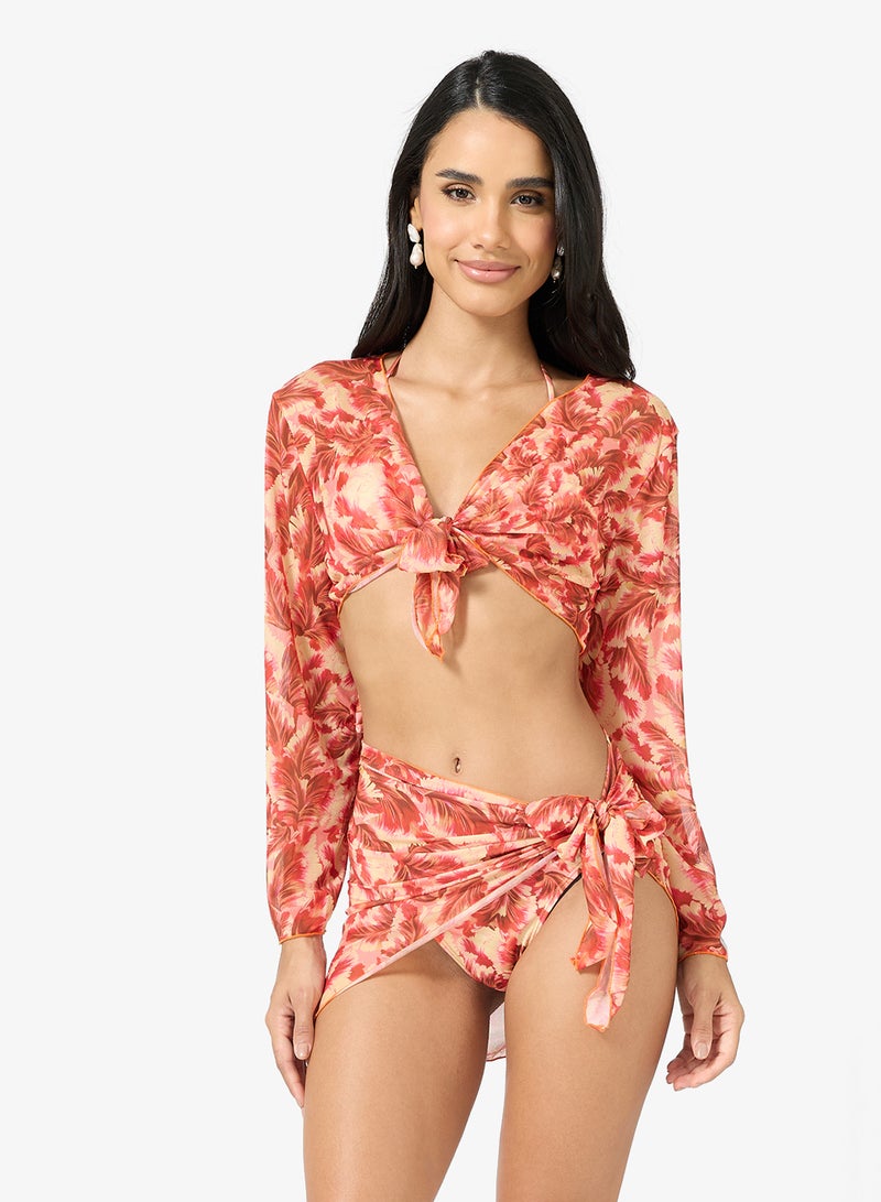 Ginger Floral Bikini Set with Coverup - Image 1