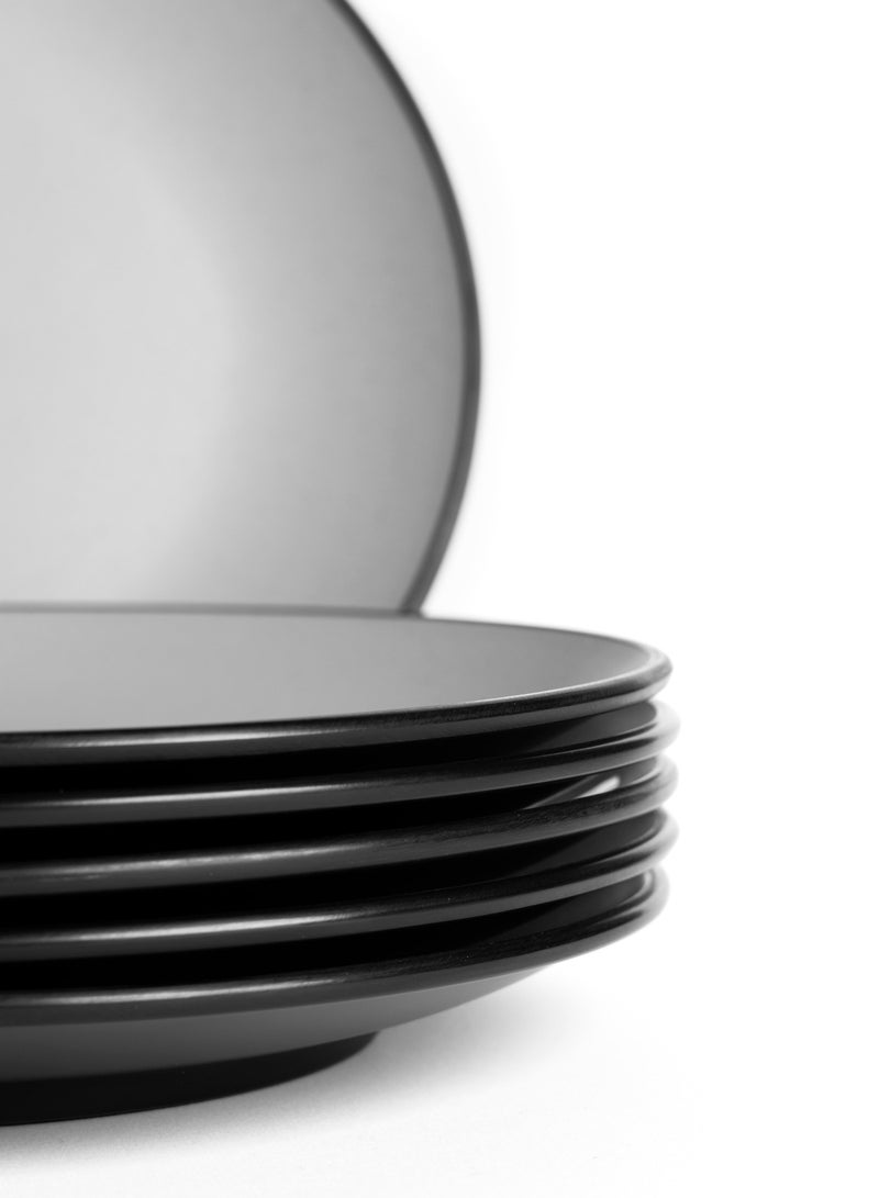 ماستر جولد طقم عشاء دائري 18 قطعة مثالية لـ 6 أشخاص مصنوع من الميلامين الفاخر المقاوم للكسر و الأمن في غسالة الاطباق | طقم صحون ميلامين مع تشطيب مطفي | مجموعة عشاء من الميلامين الامن غذائيا (رمادي, 18 قطعة) - Image 4