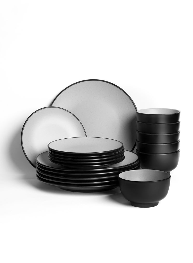 ماستر جولد طقم عشاء دائري 18 قطعة مثالية لـ 6 أشخاص مصنوع من الميلامين الفاخر المقاوم للكسر و الأمن في غسالة الاطباق | طقم صحون ميلامين مع تشطيب مطفي | مجموعة عشاء من الميلامين الامن غذائيا (رمادي, 18 قطعة) - Image 1