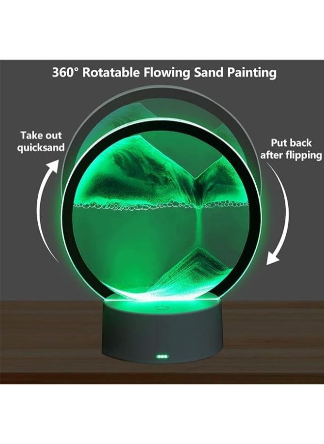3D Sand Art Liquid Motion Kinetic Art Quicksand Painting with LED Light Creative Home Office Relaxing Mood Desktop Sand scape