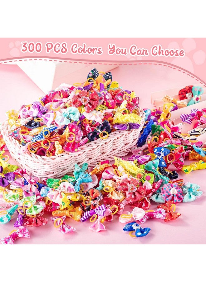 Reginary 300 Pack Dog Bows Grooming Cute Dog Hair Bows Girl with Rubber Bands Small Puppy Bowknots Colorful Hair Accessories for Puppies Pets Gift - Image 3