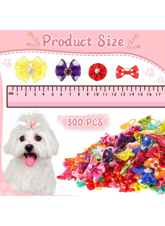 Reginary 300 Pack Dog Bows Grooming Cute Dog Hair Bows Girl with Rubber Bands Small Puppy Bowknots Colorful Hair Accessories for Puppies Pets Gift - Image 2