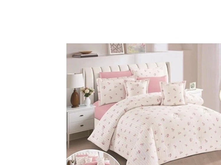 مفرش نفر مشجر قطن 100% وجهين طقم لحاف 4 قطع مقاس220+170سم