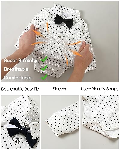 YALLET Baby Boy Clothes Suit 0-18 Months Infant Boy Gentleman Outfits, Dress Shirt+Bowtie+Vest+Pants Set Wedding Party Suits - Image 4