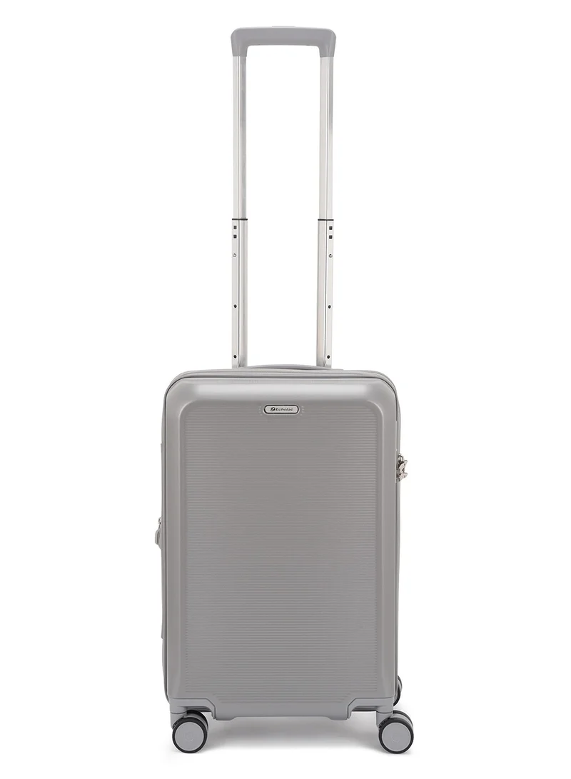 إيكولاك طقم حقائب سفر ترولي فضي  قطع مقاس ++ سم قابلة للتوسيع بعجلات مزدوجة صلبة