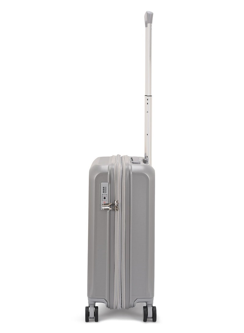 Echolac Sense 56+67+78cm Hardcase Expandable 4 Double Wheel 3 Piece Luggage Trolley Set Silver - Image 4