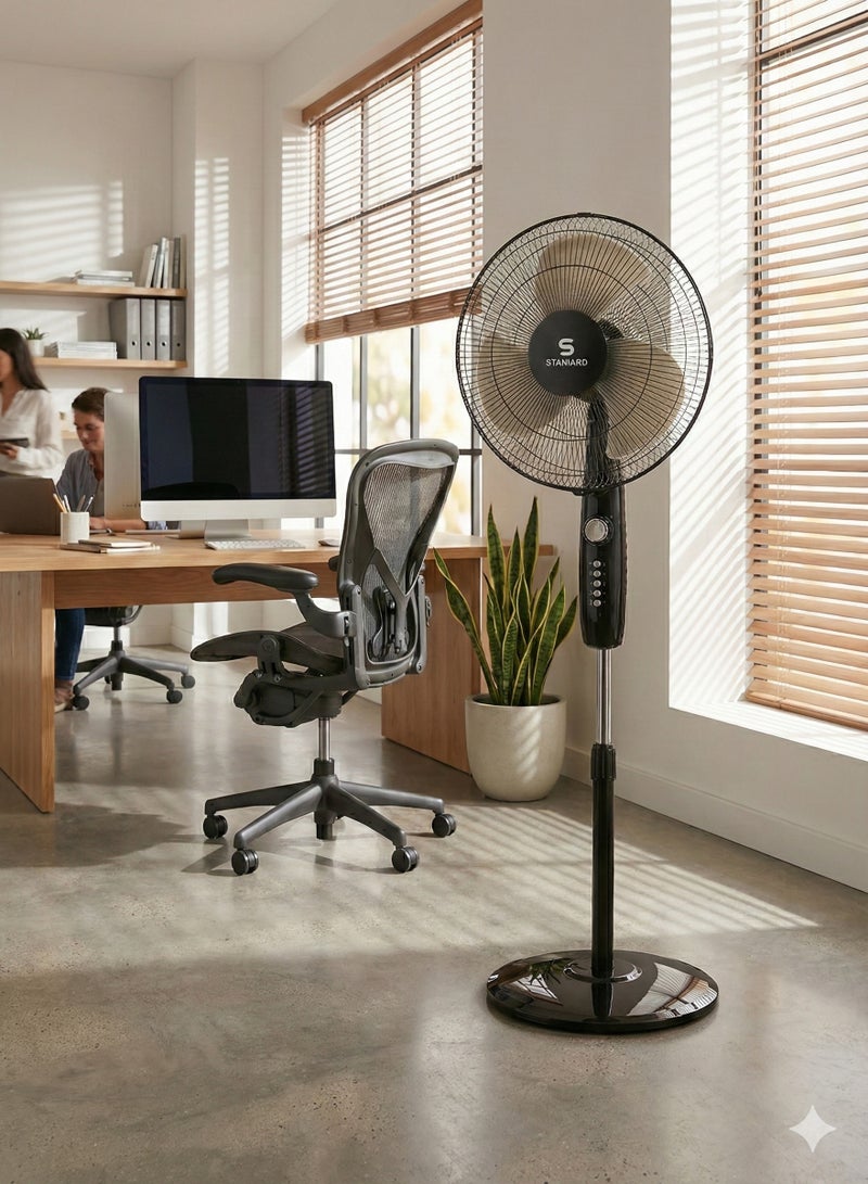 Havells Standard 16" Stand Fan – Glanzo Model | 50W Powerful Copper Motor | 3 AS Aerodynamic Blades | Adjustable Height | Wide-Angle Oscillation | Low Noise Operation | Durable Black Finish | model number FOSGZBLK16021 - Image 3