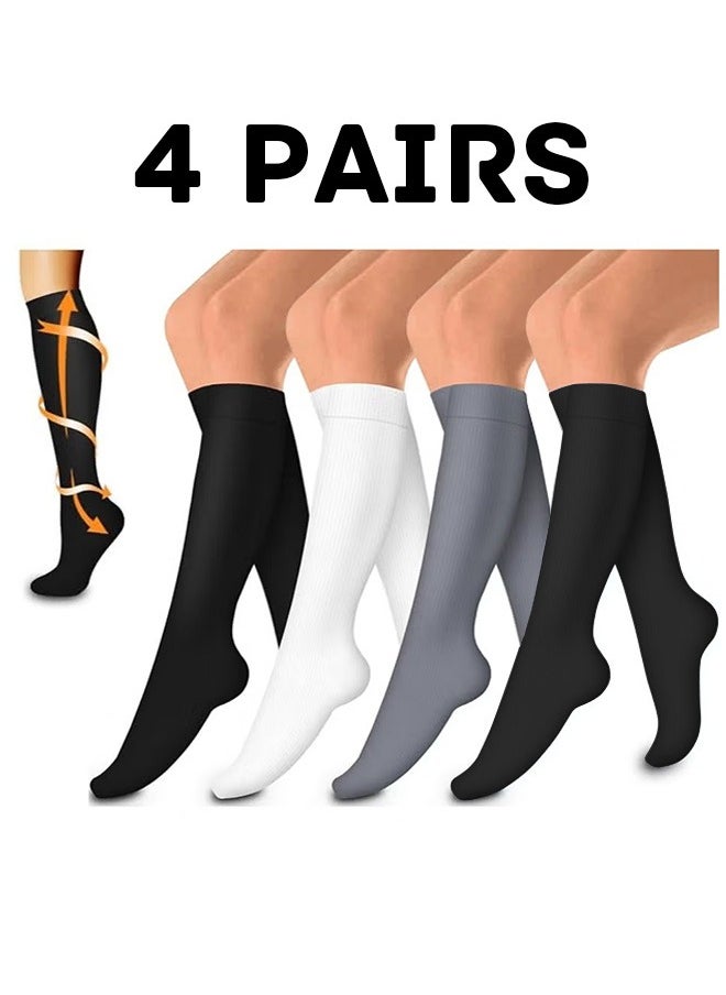 Generic 4 Pack Medical Compression Socks-Compression Socks For Women and Men Circulation -Best for Running,Nursing,Athletic  - Image 1