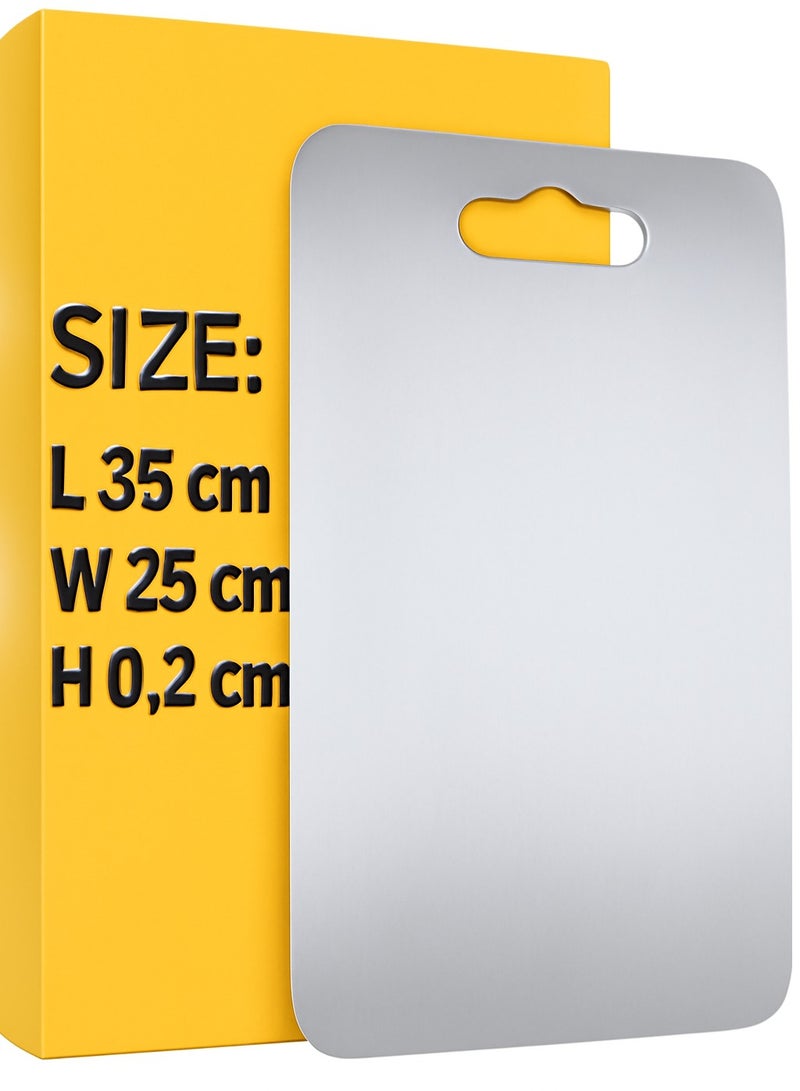 Golden Apple Market (35*25*0.2) Heavy Duty 304 Stainless Steel Cutting Board for Kitchen Double-Sided Non-Slip Chopping Board for Meat Vegetables Fruit,Cheese Easy to Clean Scratch Resistant Mold-Proof  - Image 1