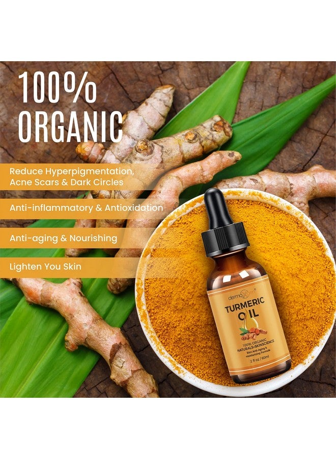 dermaxgen Turmeric Oil + Organic Moisturizer & Reduce Acne, Dark Spot Remover, Clear Skin Tone, Hydrate Dull & Dry Skin, Anti Aging Skin Care Glow Oil For Face, Neck & Eye (2 Fl Oz/60 Ml) - Image 2