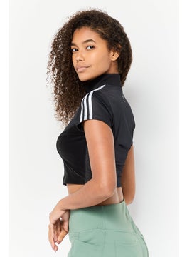 adidas Originals Women Sportswear Fit Short Sleeve Outdoor Top, Black/White  - Image 2
