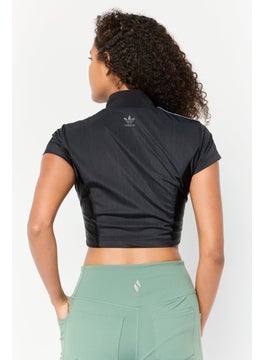 adidas Originals Women Sportswear Fit Short Sleeve Outdoor Top, Black/White  - Image 3