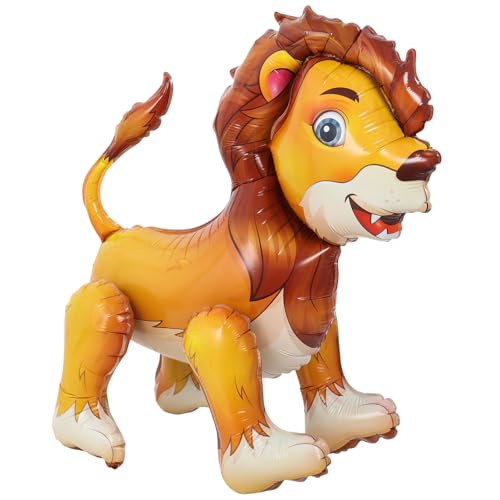 AUGHOA Standing Lion Balloon 21L x 24H Large Jungle Safari Animals Foil Balloons Walking Lion Balloons for Kids Wild Zoo Party Baby Shower Birthday Decor Supplies - Image 1