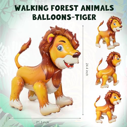 AUGHOA Standing Lion Balloon 21L x 24H Large Jungle Safari Animals Foil Balloons Walking Lion Balloons for Kids Wild Zoo Party Baby Shower Birthday Decor Supplies - Image 5