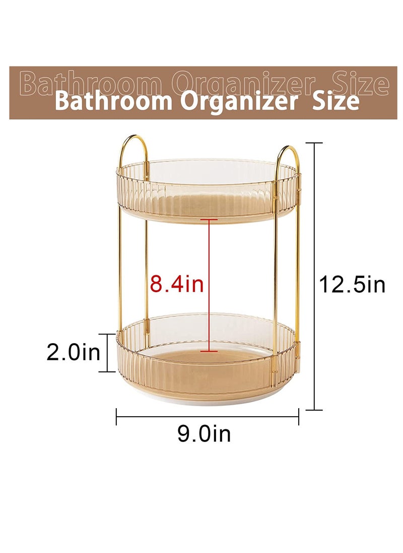 Sharpdo Rotating Makeup Organizer for Vanity 2 Tier, High-Capacity Skincare Clear Make Up Storage Perfume Organizers Cosmetic Dresser Organizer Countertop 360 Spinning  - Image 2