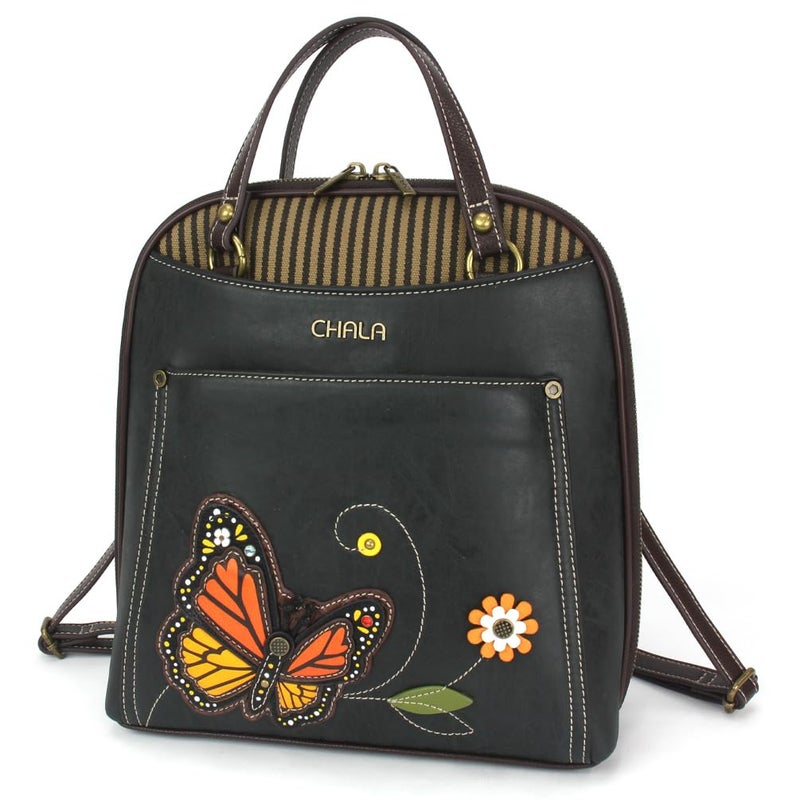 CHALA Convertible Backpack Purse - Women Convertible Shoulder Purse with Adjustable Strap - Monarch Butterfly - black - Image 1