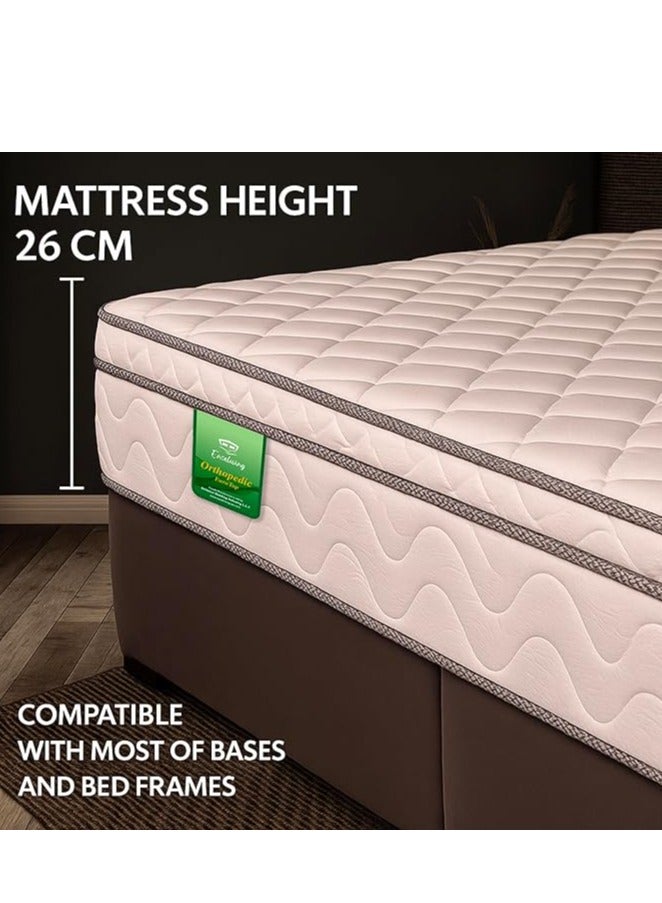 EASELIVING Orthopedic Queen Mattress - 26 cm Medium Firm Euro Top Mattress | Bonnell Spring Mattress with Breathable Fabric | Edge-to-Edge Support, Pressure Relief | 7-Year Warranty (160x200 cm) - Image 2
