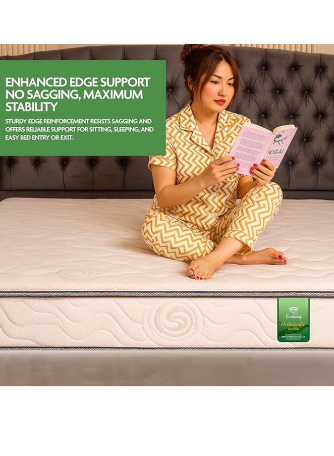 EASELIVING Orthopedic Queen Mattress - 26 cm Medium Firm Euro Top Mattress | Bonnell Spring Mattress with Breathable Fabric | Edge-to-Edge Support, Pressure Relief | 7-Year Warranty (160x200 cm) - Image 3