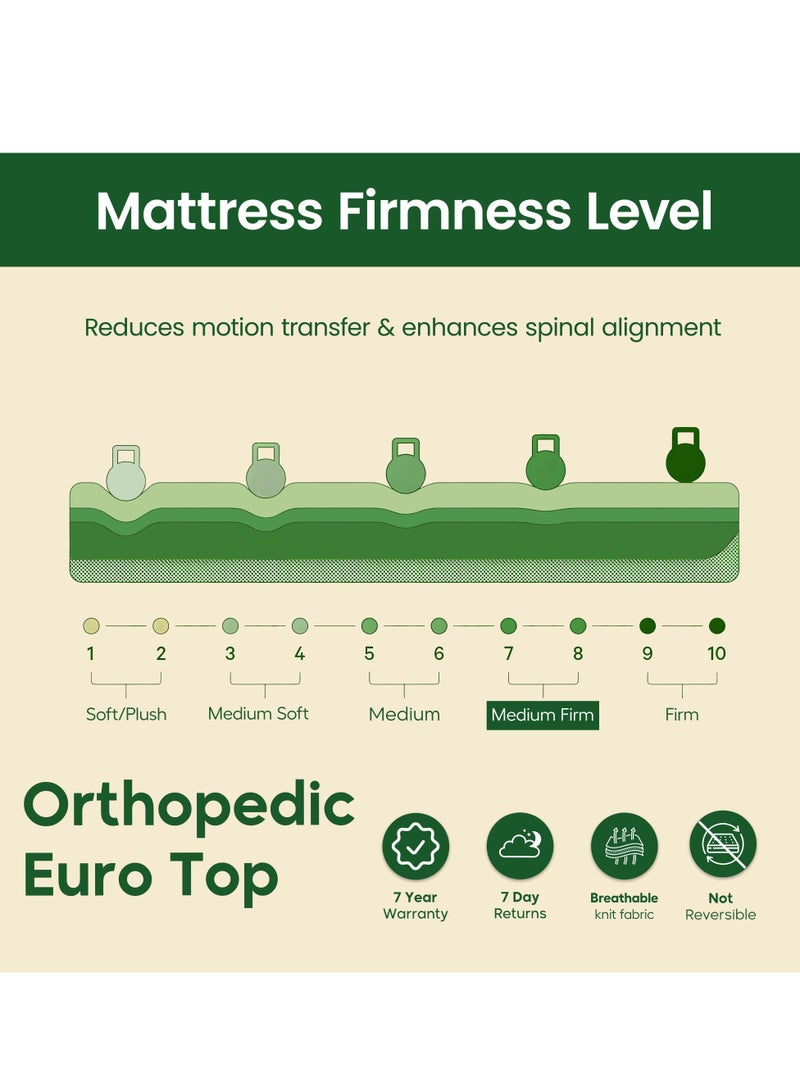EASELIVING Orthopedic Queen Mattress - 26 cm Medium Firm Euro Top Mattress | Bonnell Spring Mattress with Breathable Fabric | Edge-to-Edge Support, Pressure Relief | 7-Year Warranty (160x200 cm) - Image 4